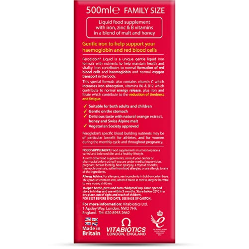 Feroglobin natural fruit extracts in a flavorful liquid supplement