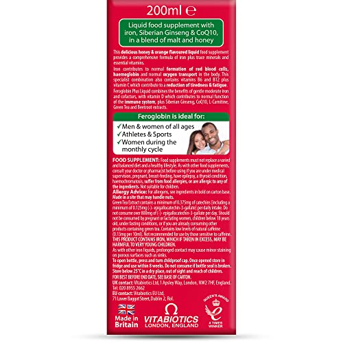 Feroglobin Plus Liquid glass with fruit illustrating iron absorption via vitamin C