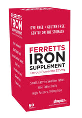 Ferretts Iron Tablets bottle on a kitchen counter for daily use.