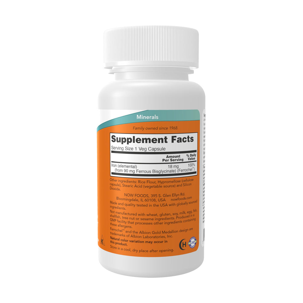 Closeup of Ferrochel iron bisglycinate capsules highlighting gentle absorption