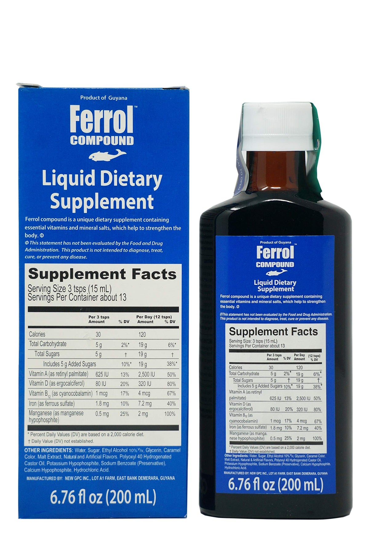 Ferrol iron supplement bottle on kitchen counter for daily nutrition