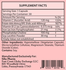 Ferrosom vegan packaging emphasizing premium, non-GMO quality vitamins.