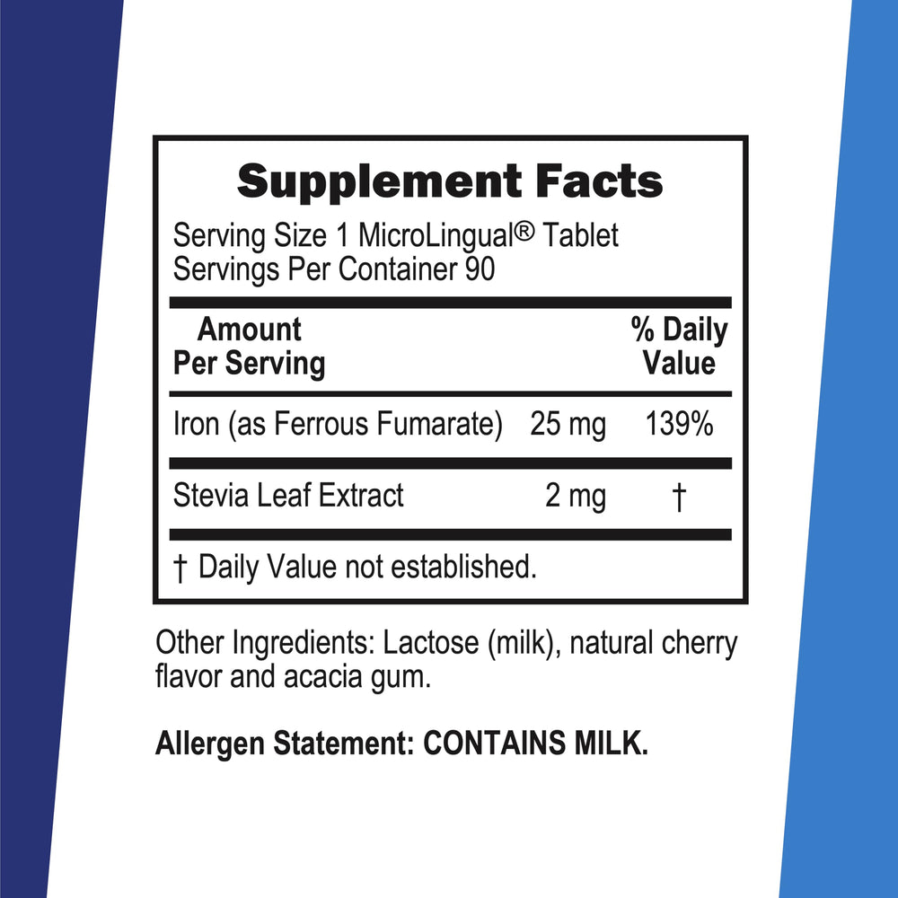 Ferrous Fumarate iron formula label shows Just Women for targeted daily support.