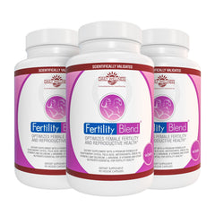 Fertility Blend daily wellness bottle with capsules supporting balanced cycles.