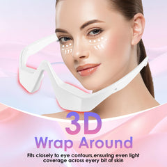 FGHJU red light therapy glasses deliver gentle warmth to brighten tired eye area.