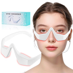 FGHJU under-eye red light glasses worn for targeted rejuvenation around the eyes.