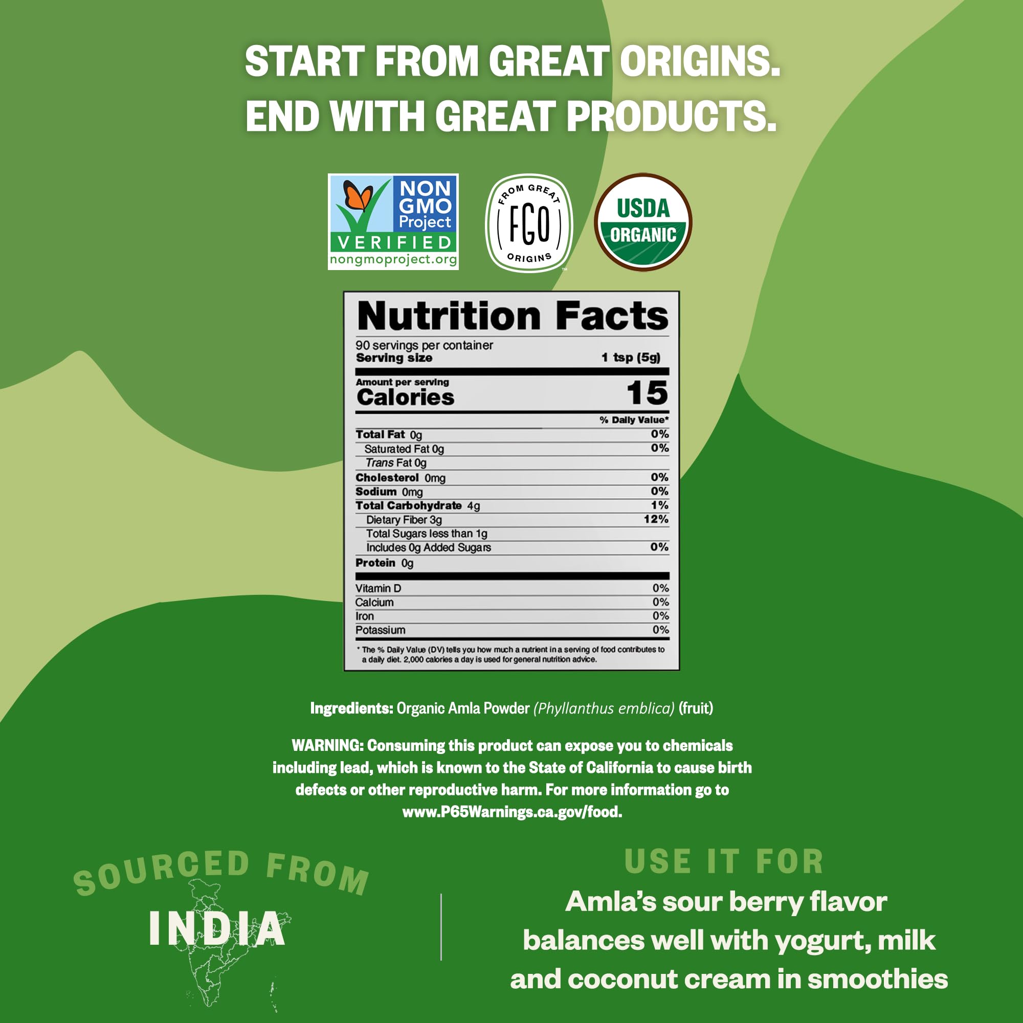 FGO Amla Powder blends with yogurt for bright flavor