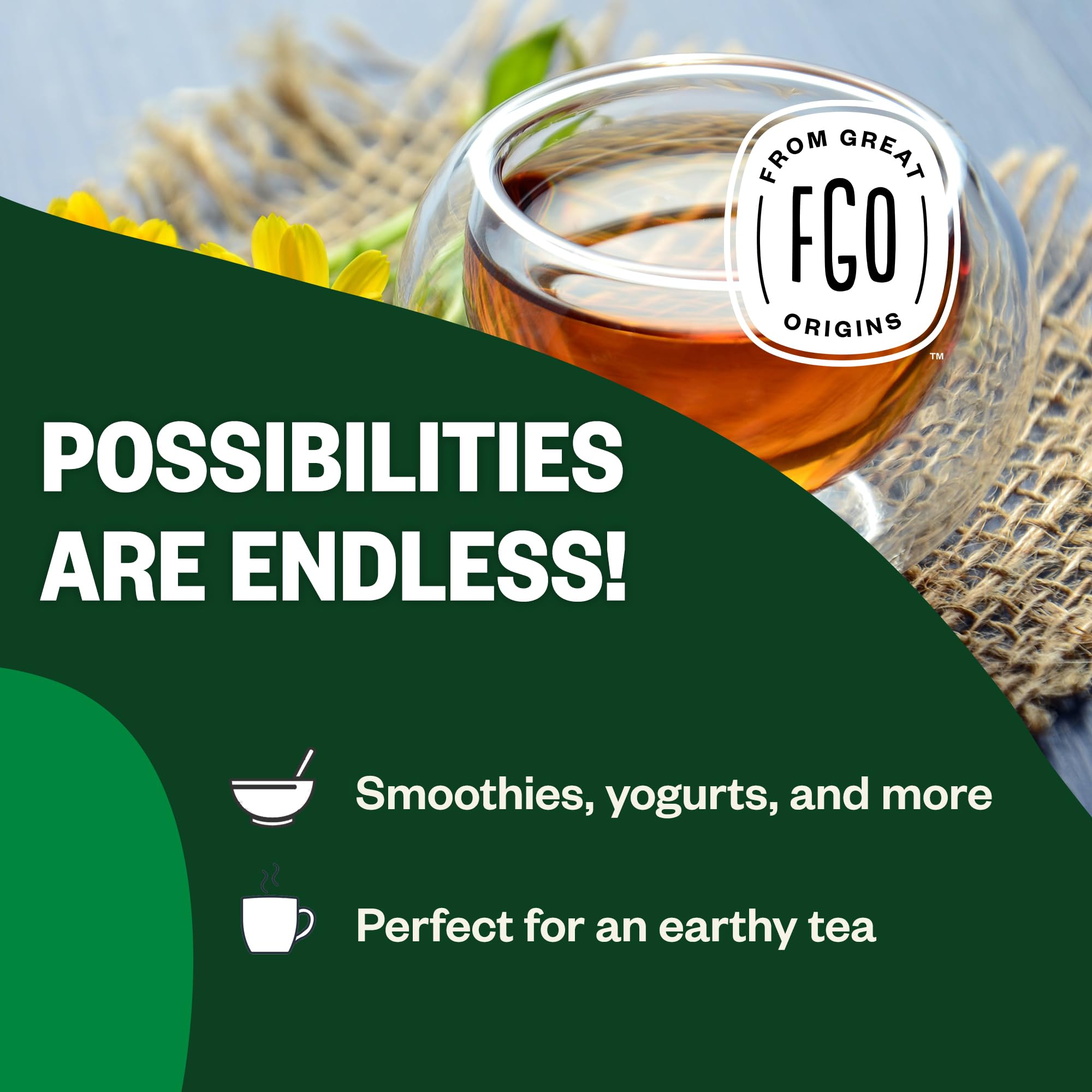 Brewing moringa tea with FGO powder releases earthy aroma