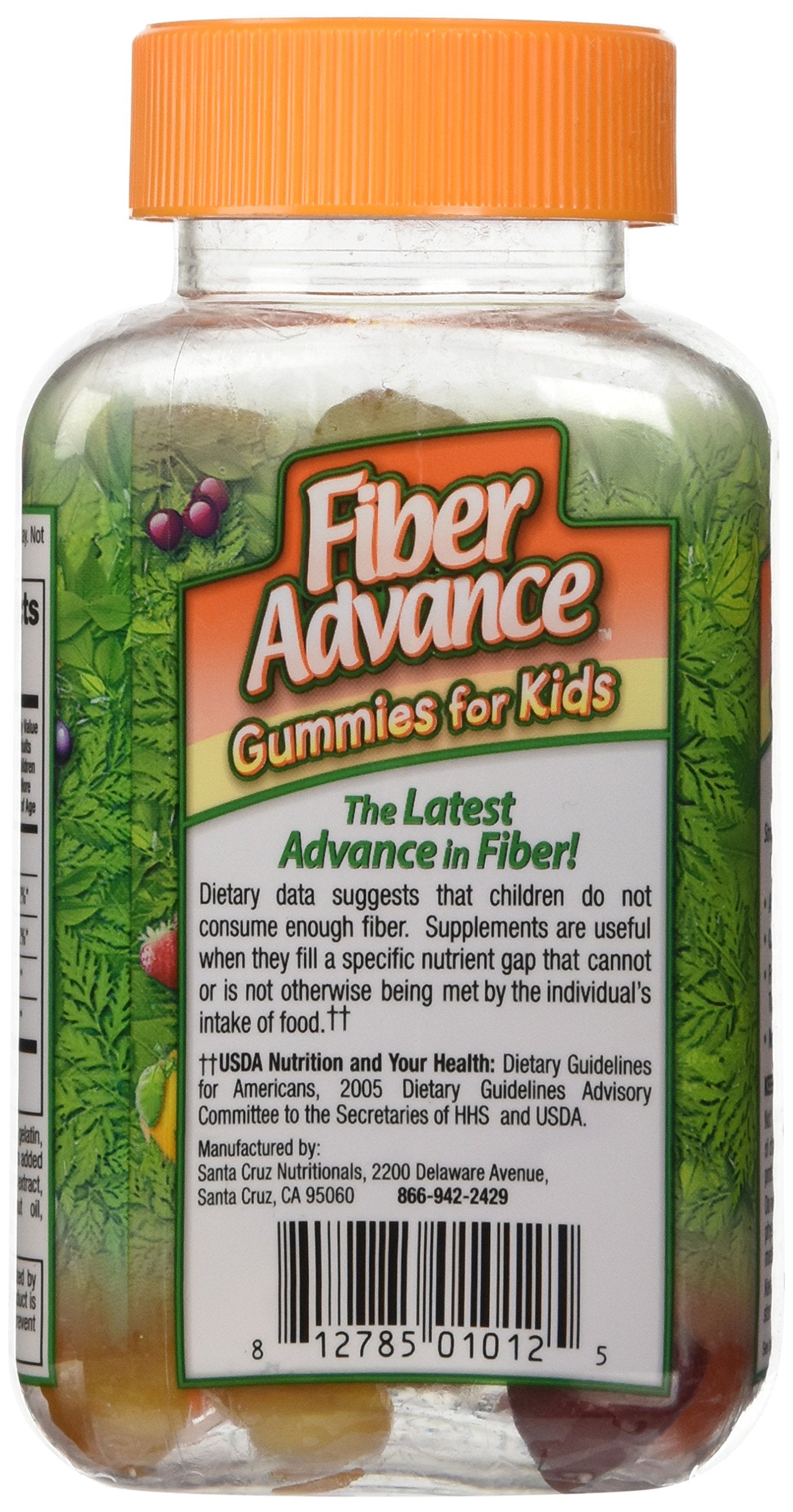Brightly colored Fiber Advance Kids Gummies close-up showing texture.