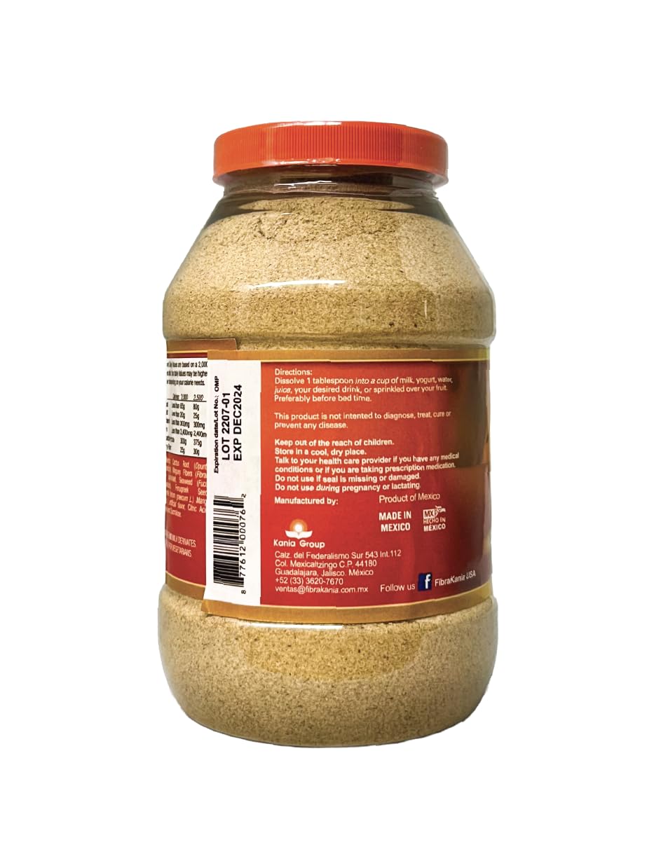 Fibra Kania mango powder packaging close-up highlighting natural ingredients