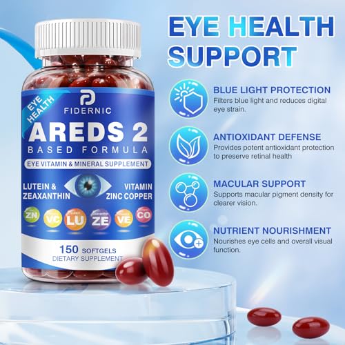 FIDERNIC AREDS2 softgels closeup shows small, easy-to-swallow capsules.