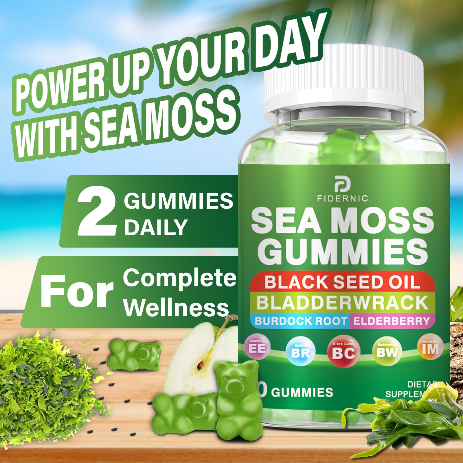 FIDERNIC Sea Moss Gummies suitable for both kids and adults in daily use.