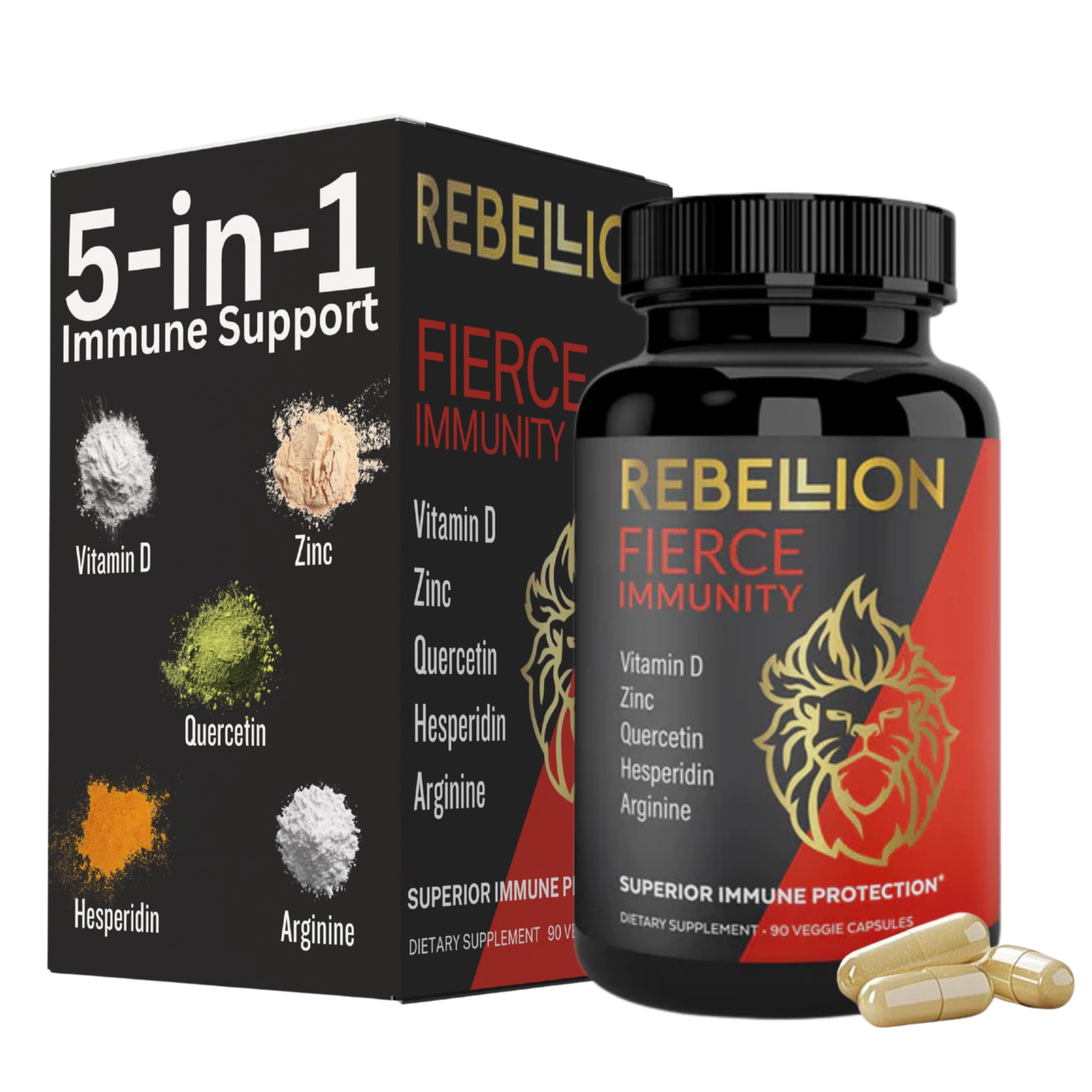 Fierce Immunity bottle front with capsules for daily immune support