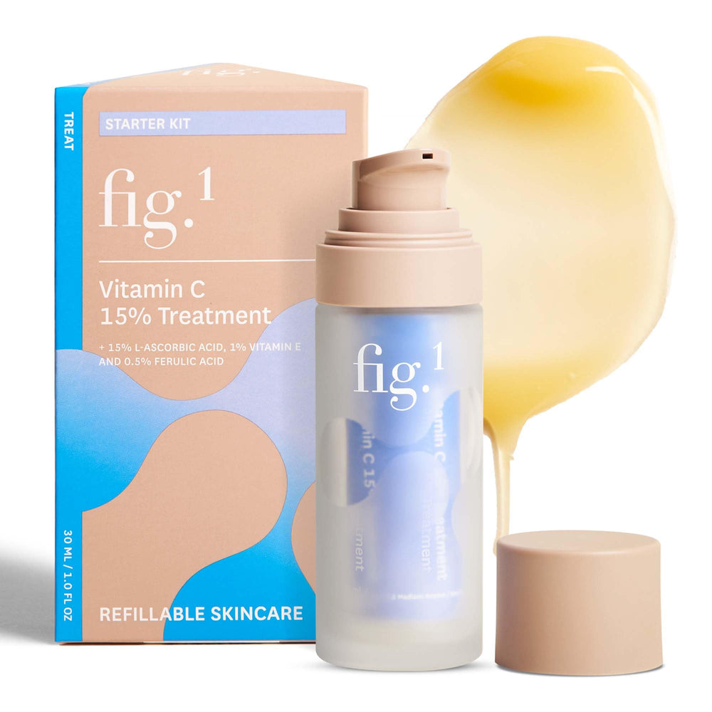 Fig.1 Vitamin C 15% serum bottle close-up signaling brightening and hydration