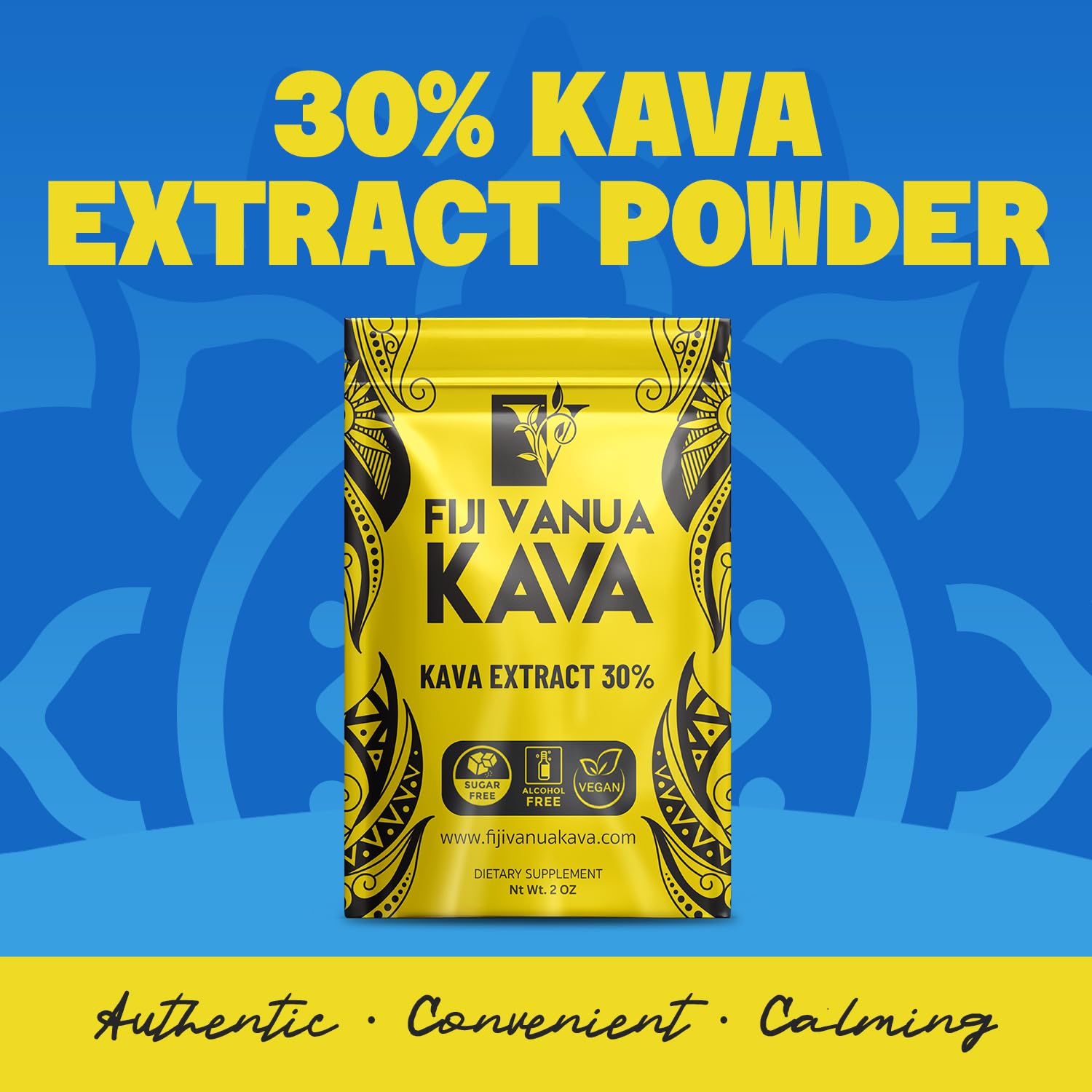 Fiji Vanua Kava powder showing high-potency extract.