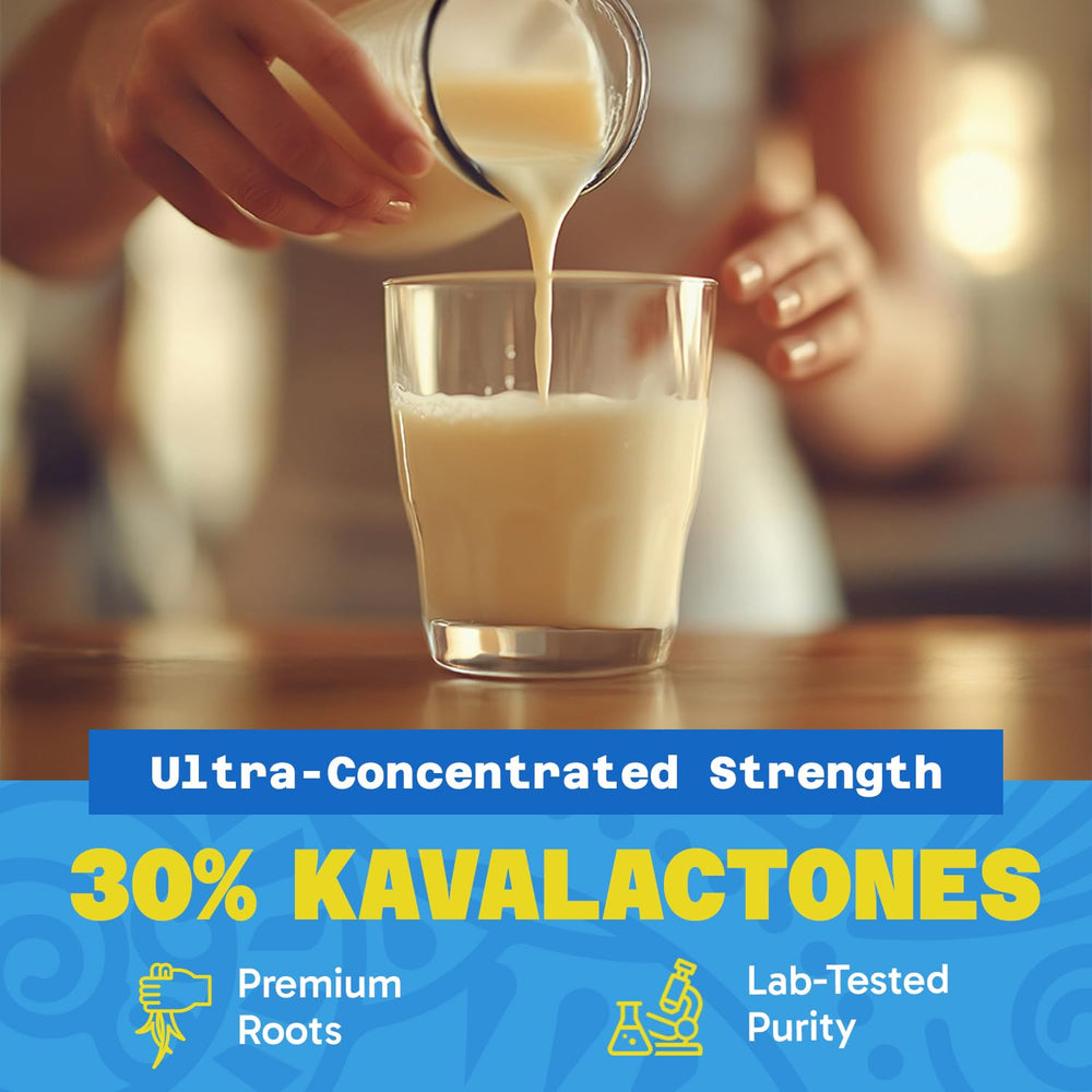 Dissolving Fiji Vanua Kava powder in water for quick drink.