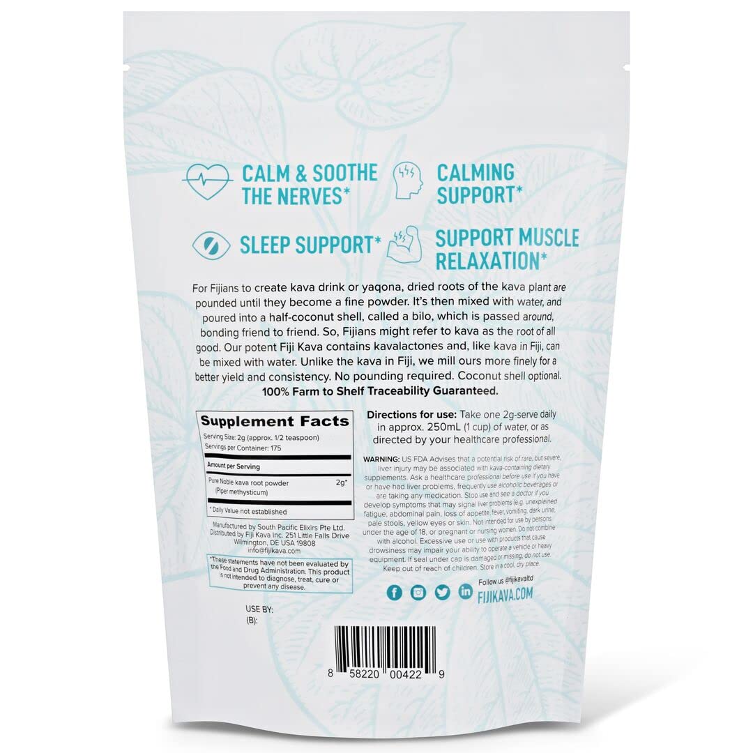 FijiKava high kavalactone content powder closeup highlighting premium quality.