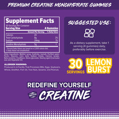 FINAFLEX Creatine Gummies lemon burst gummies on shelf support muscle strength and recovery.