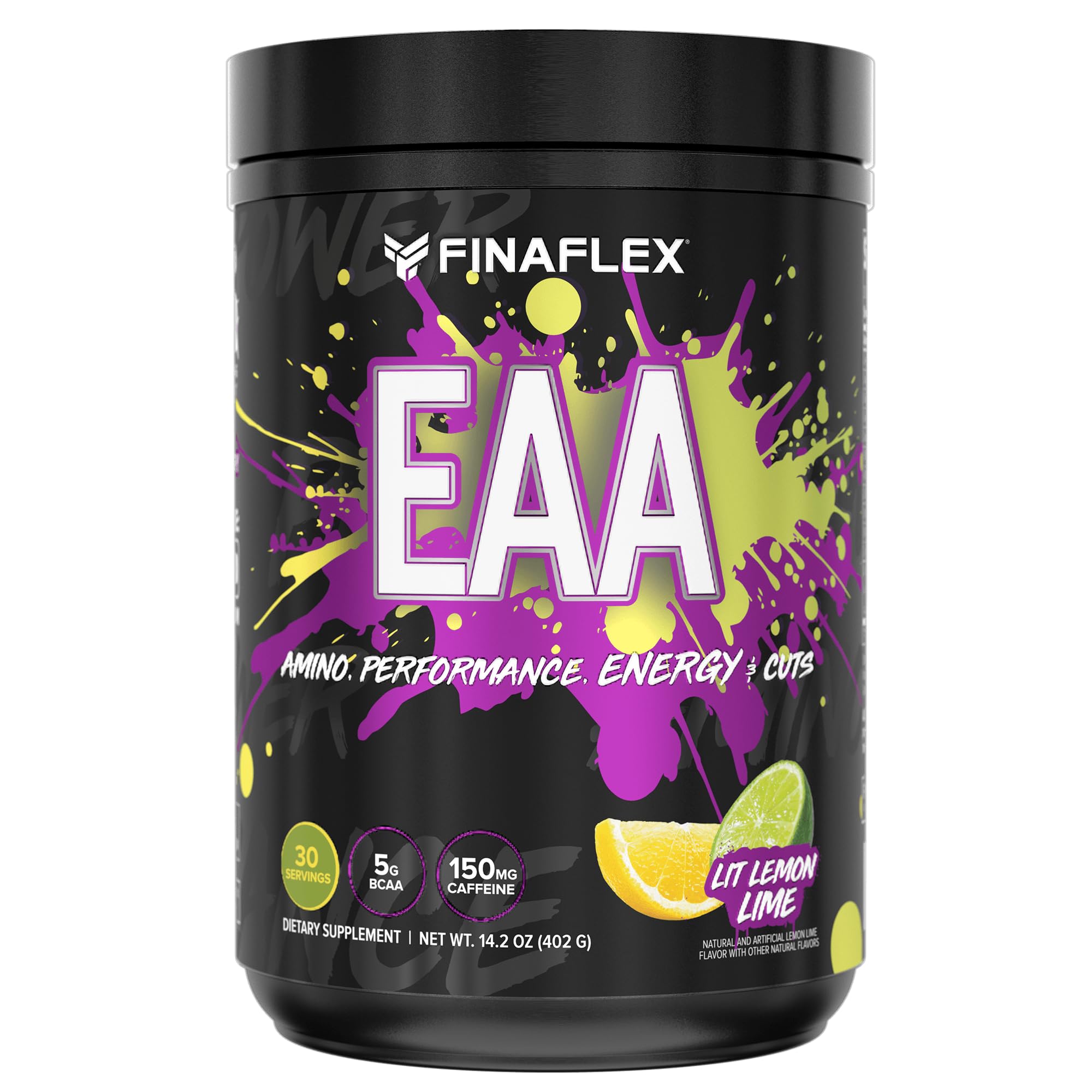 FINAFLEX EAA Hardcore Lit Lemon-Lime bottle showing energy-boosting pre-workout formula