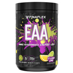 FINAFLEX EAA Hardcore Lit Lemon-Lime bottle showing energy-boosting pre-workout formula