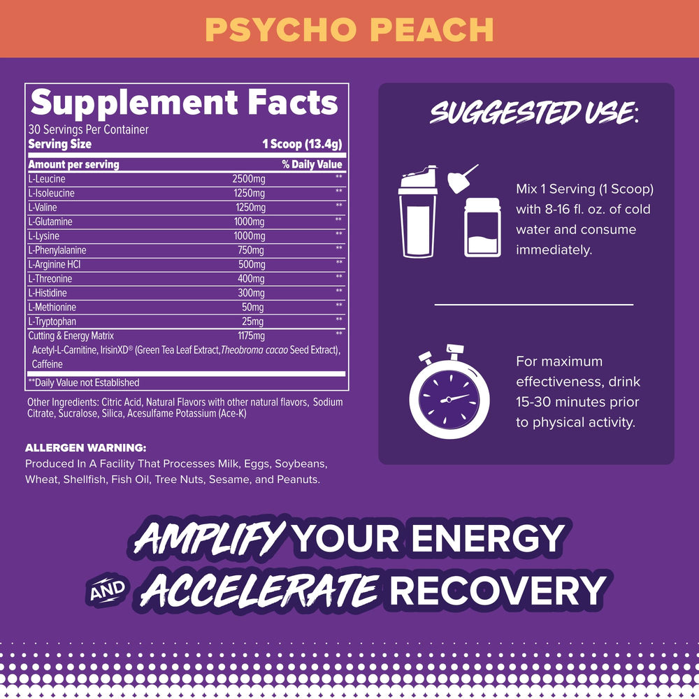 FINAFLEX EAA Psycho Peach label closeup highlights flavor profile and formula