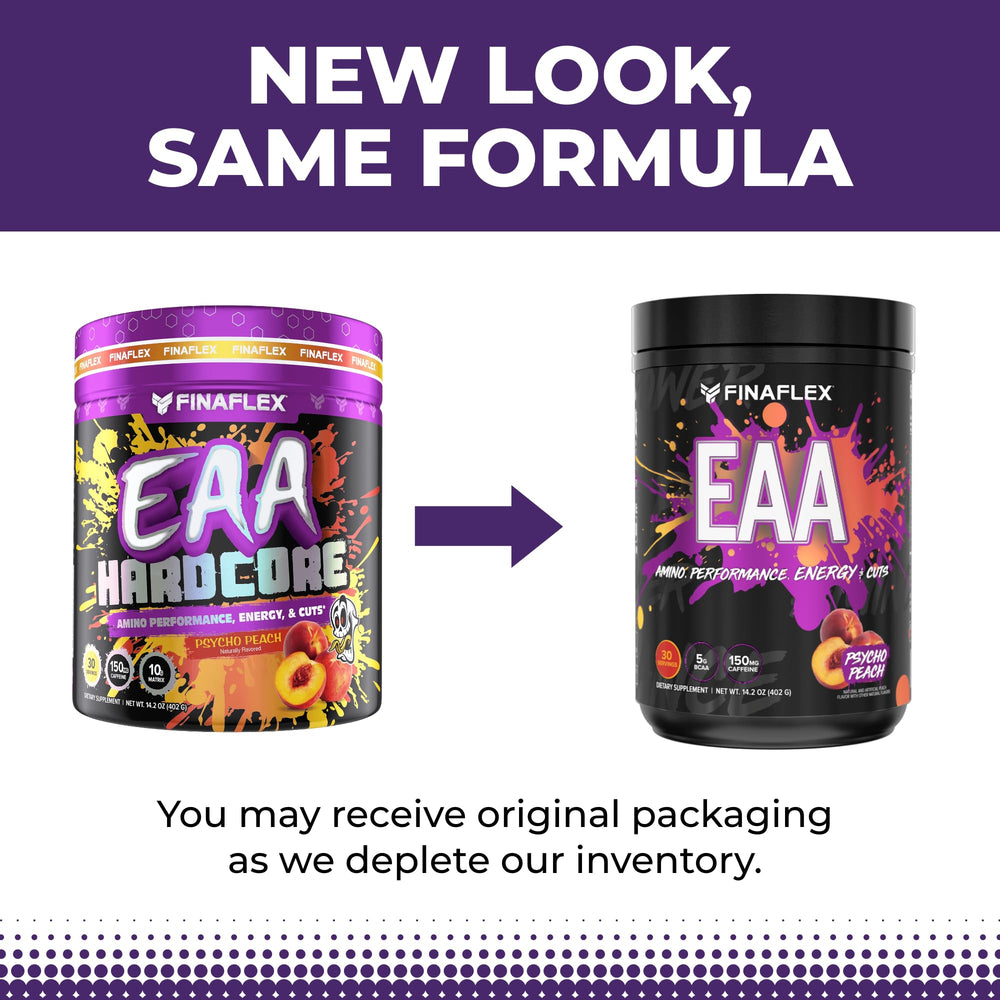 FINAFLEX EAA Psycho Peach powder dispense ready for measuring your workout dose