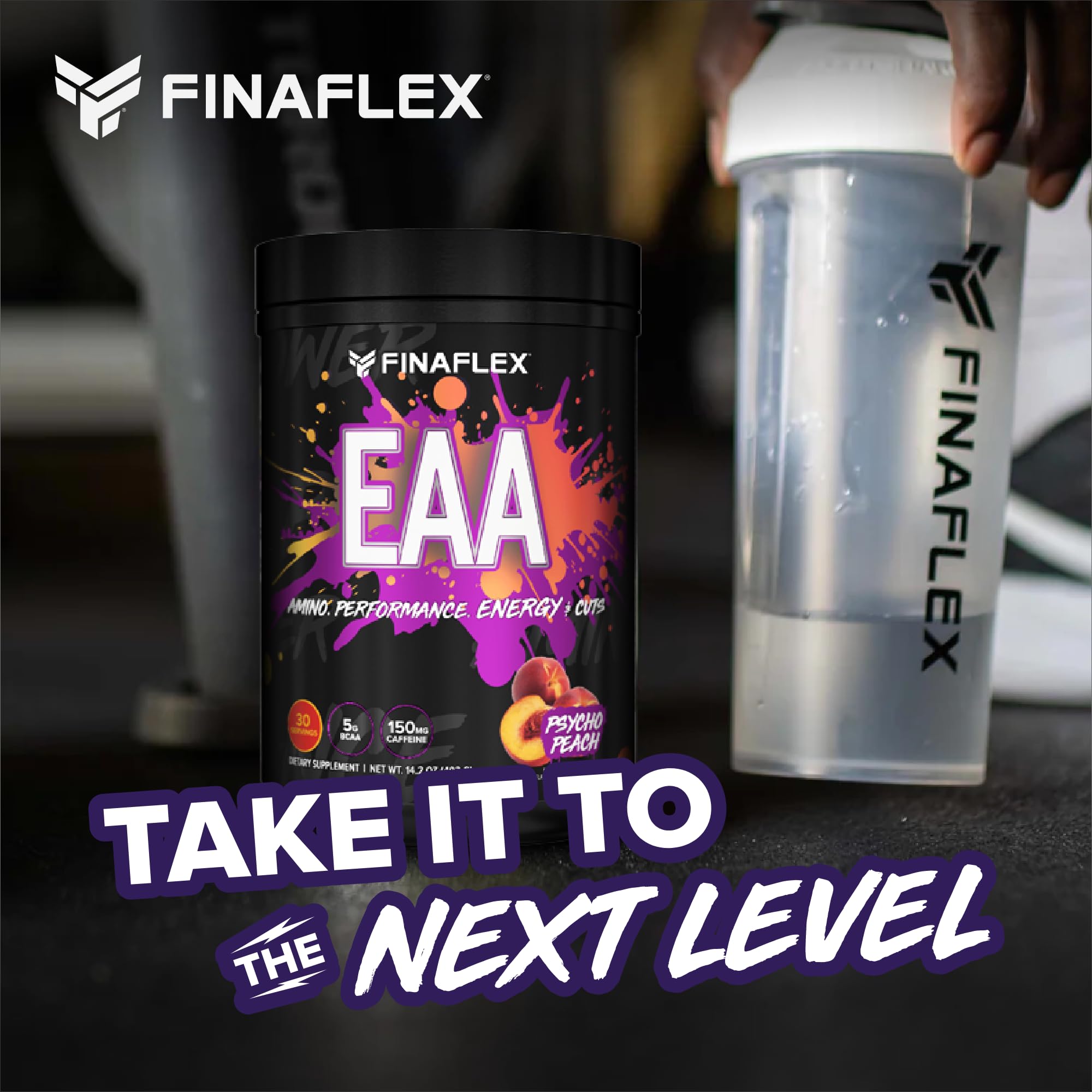 FINAFLEX EAA Psycho Peach preworkout scene for an energized session