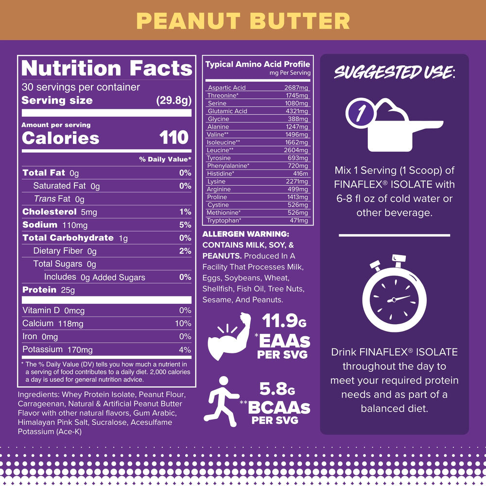 FINAFLEX Isolate Peanut Butter scoop ready to blend into shakes