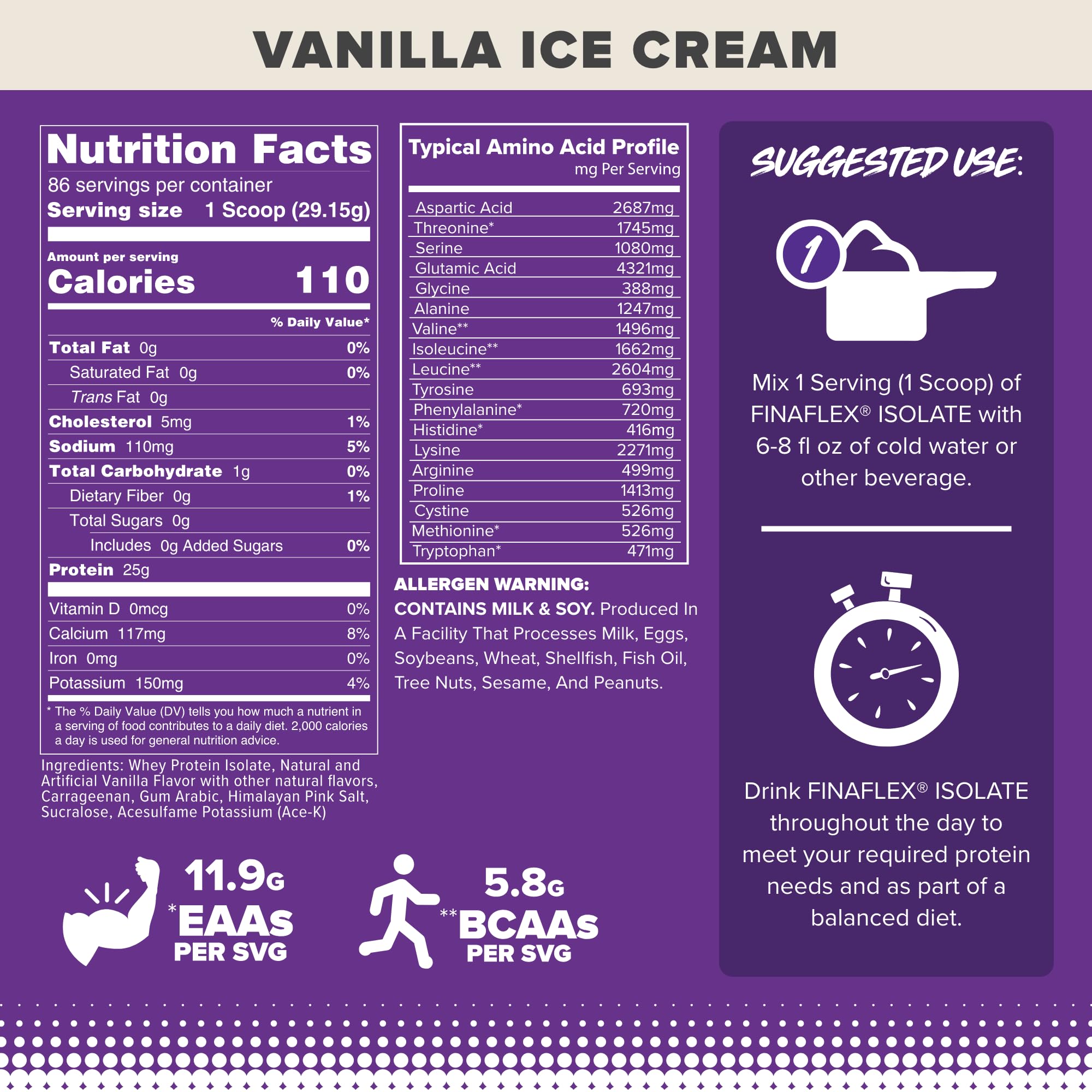 FINAFLEX Isolate vanilla milkshake in a glass showing creamy texture