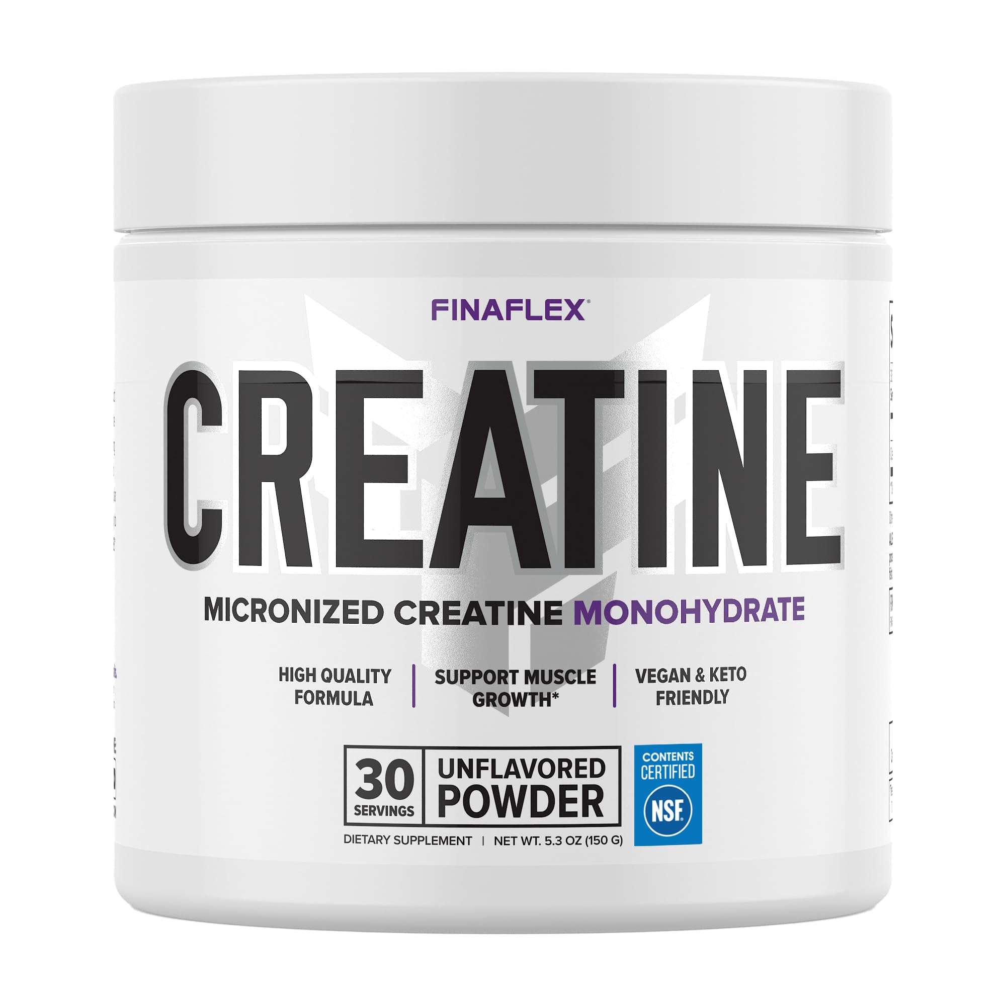 FINAFLEX Pure Creatine bottle on gym bench highlighting strength and focus