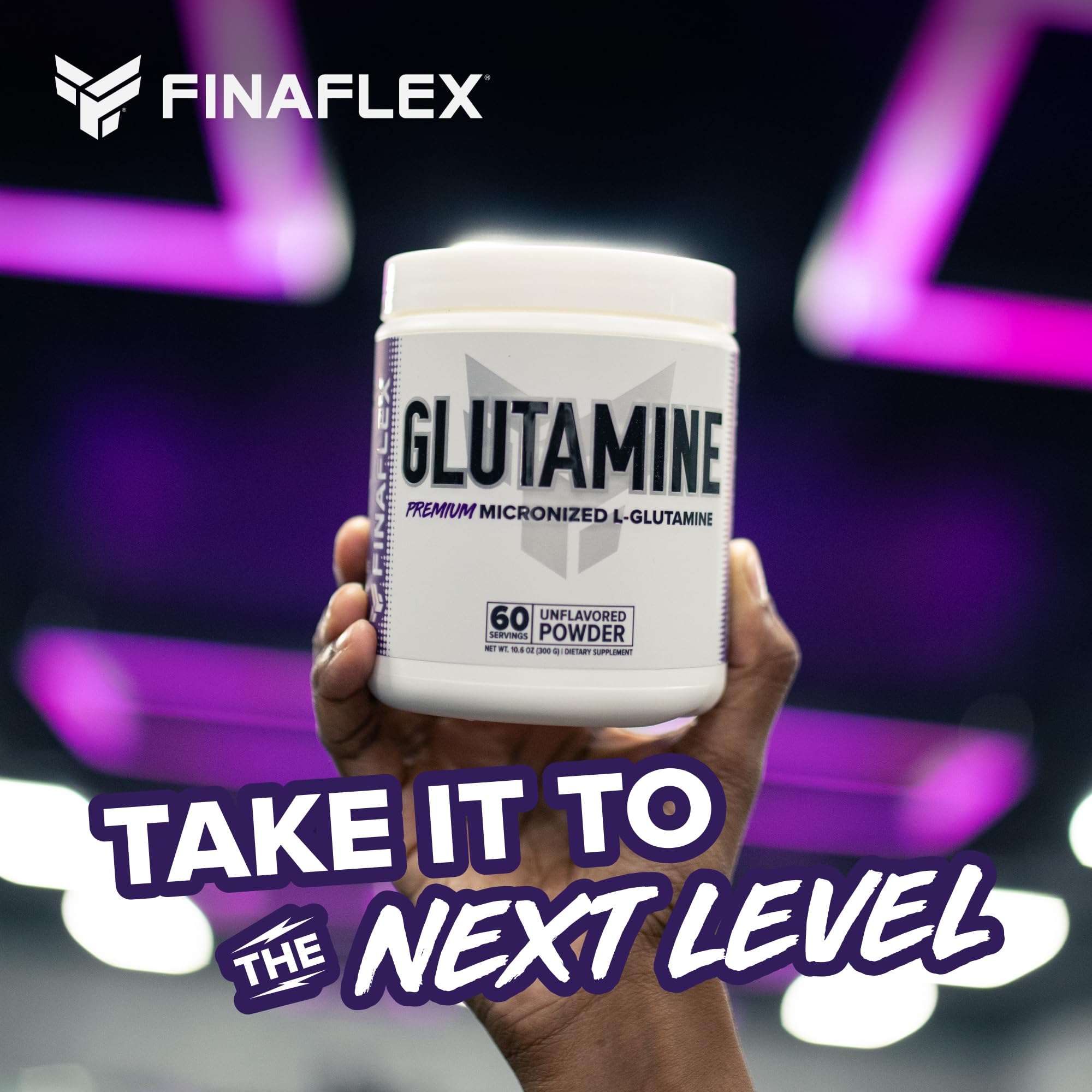 FINAFLEX unflavored glutamine powder mixed in water for digestion support