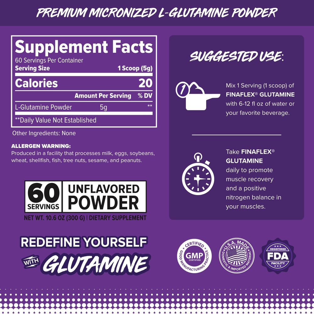 FINAFLEX Pure Glutamine powder scoop for easy daily measurement