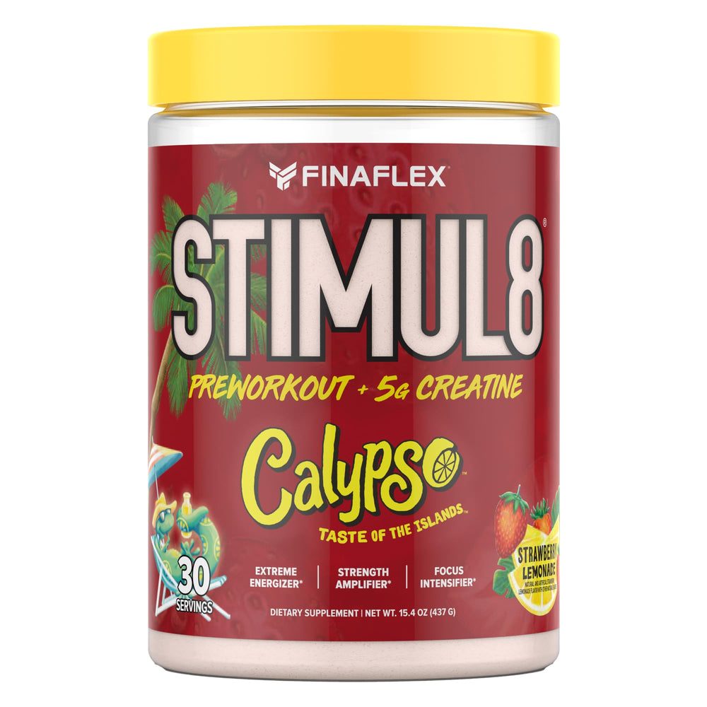 FINAFLEX STIMUL8 Calypso bottle in Strawberry Lemonade flavor for an energetic workout boost