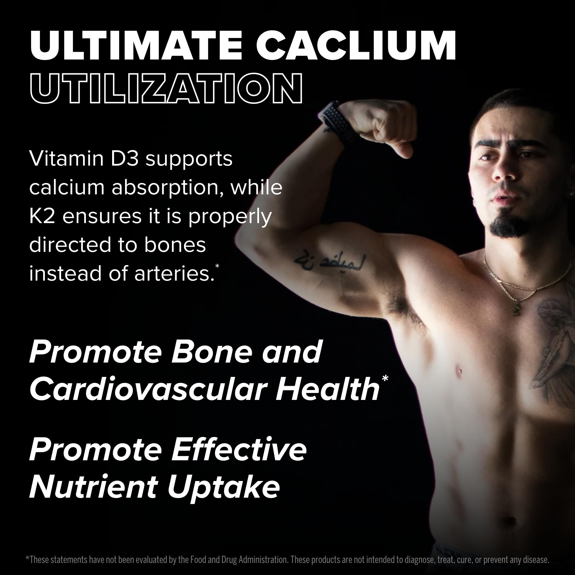 FINAFLEX Vitamin D3 + K2 with MCT oil highlights enhanced absorption.