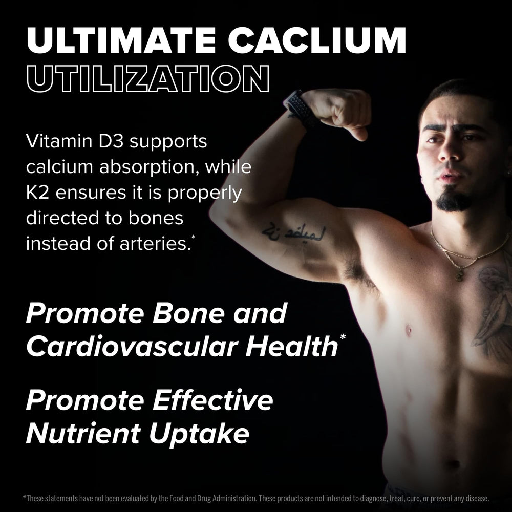 FINAFLEX Vitamin D3 + K2 with MCT oil highlights enhanced absorption.