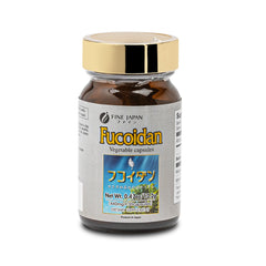 Fine Japan fucoidan label communicates marine-derived, Japan-made quality.