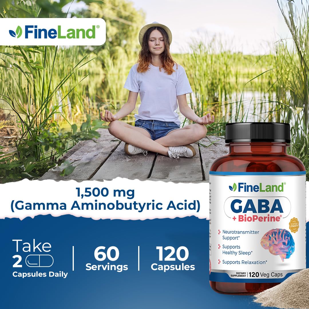 FineLand GABA + BioPerine vegan packaging emphasizes plant-based wellness.