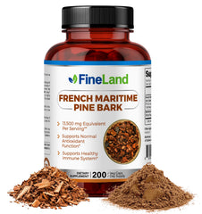 FineLand Pine Bark 30:1 bottle on a shelf, highlighting potency and value