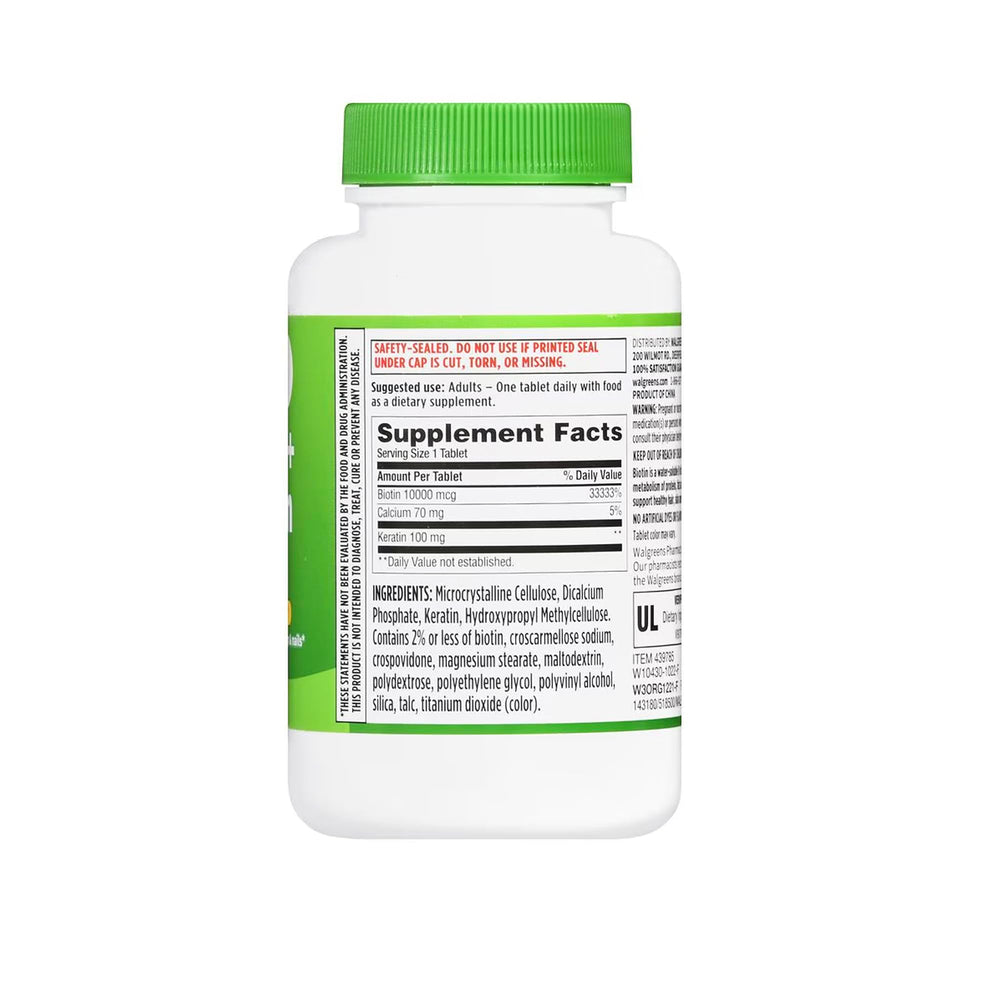 Finest Nutrition Biotin + Keratin tablets close-up highlighting on-the-go use.