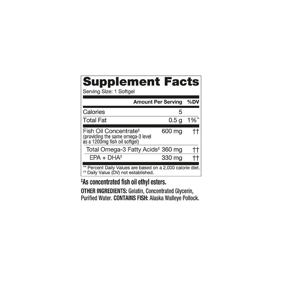 Finest Nutrition Half-size Fish Oil made in USA icon on bottle