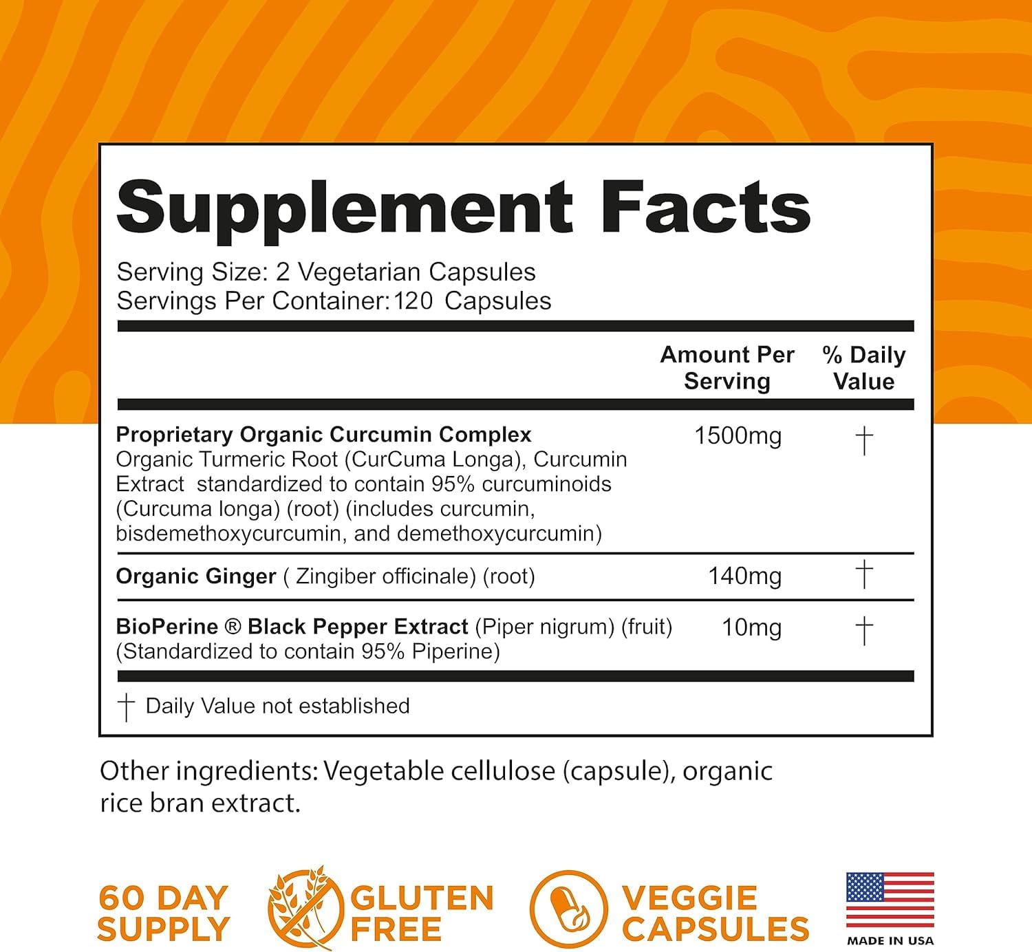 FineVine Organics capsules close-up highlighting high potency curcumin for absorption