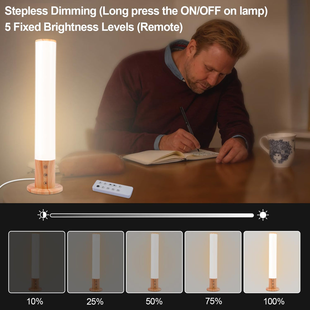 Finezeal light therapy lamp touch controls for easy adjustments.