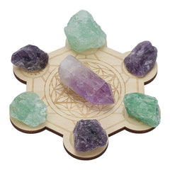 FINGERINSPIRE hexagon crystal grid board for mindful meditation and crystal display
