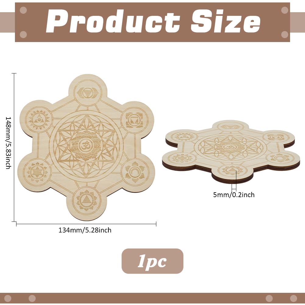FINGERINSPIRE PapayaWhip wood plate highlighting geometric chakra patterns for crystal energy layouts