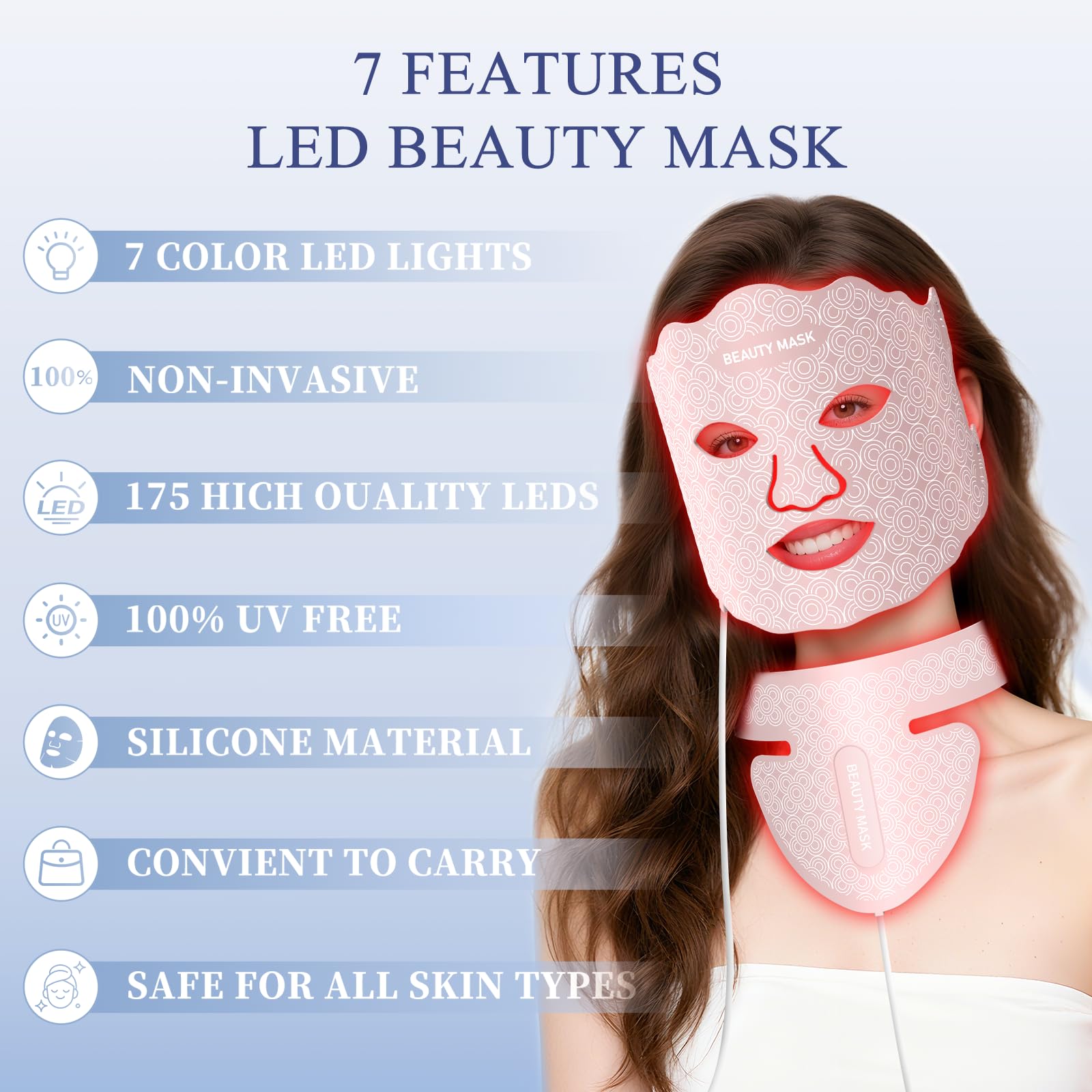 Fiogeo LED mask close-up of soft silicone texture for comfortable wear