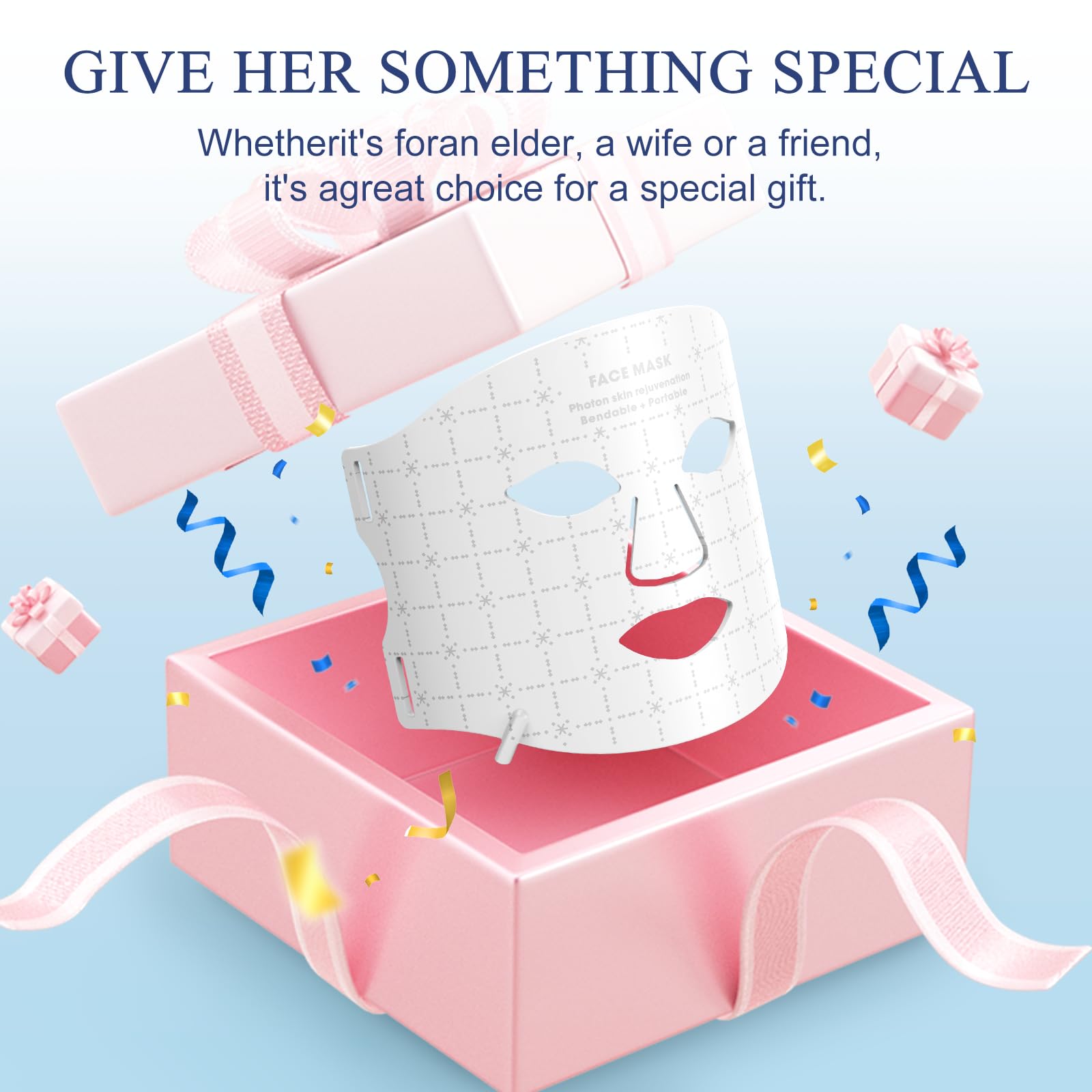 Fiogeo red light mask gift-ready packaging makes a thoughtful present.