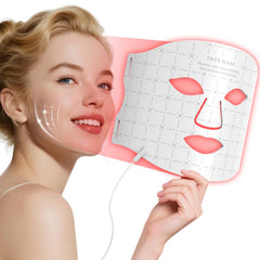 Fiogeo red light therapy mask front view with comfortable silicone fit for home use.