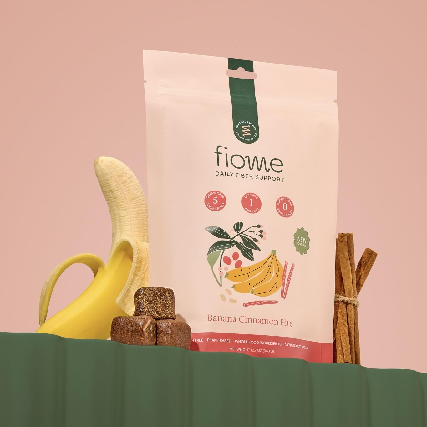 Fiome Fiber Bites close-up texture emphasizes natural bite-size.