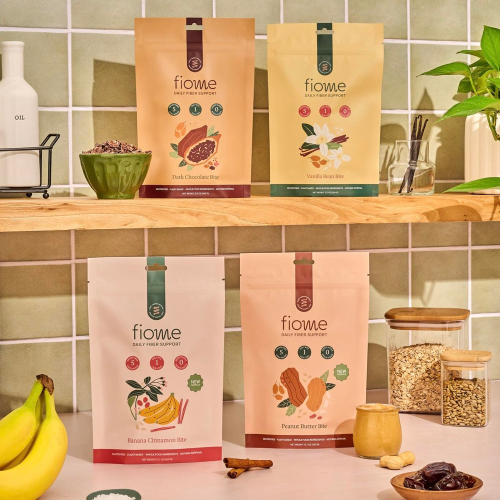 Fiome Fiber Bites natural ingredients display clean, all-natural formula.