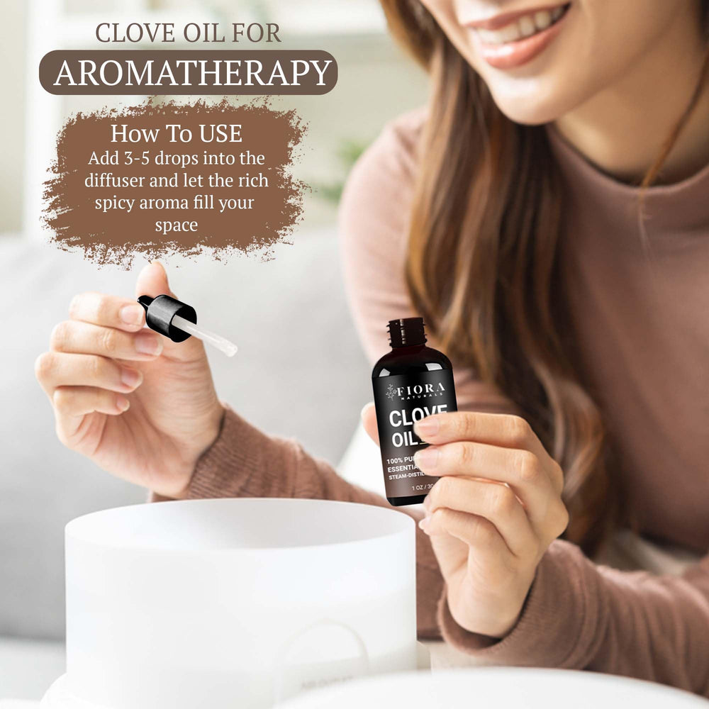 USA bottled Fiora Naturals Organic Clove Oil for purity